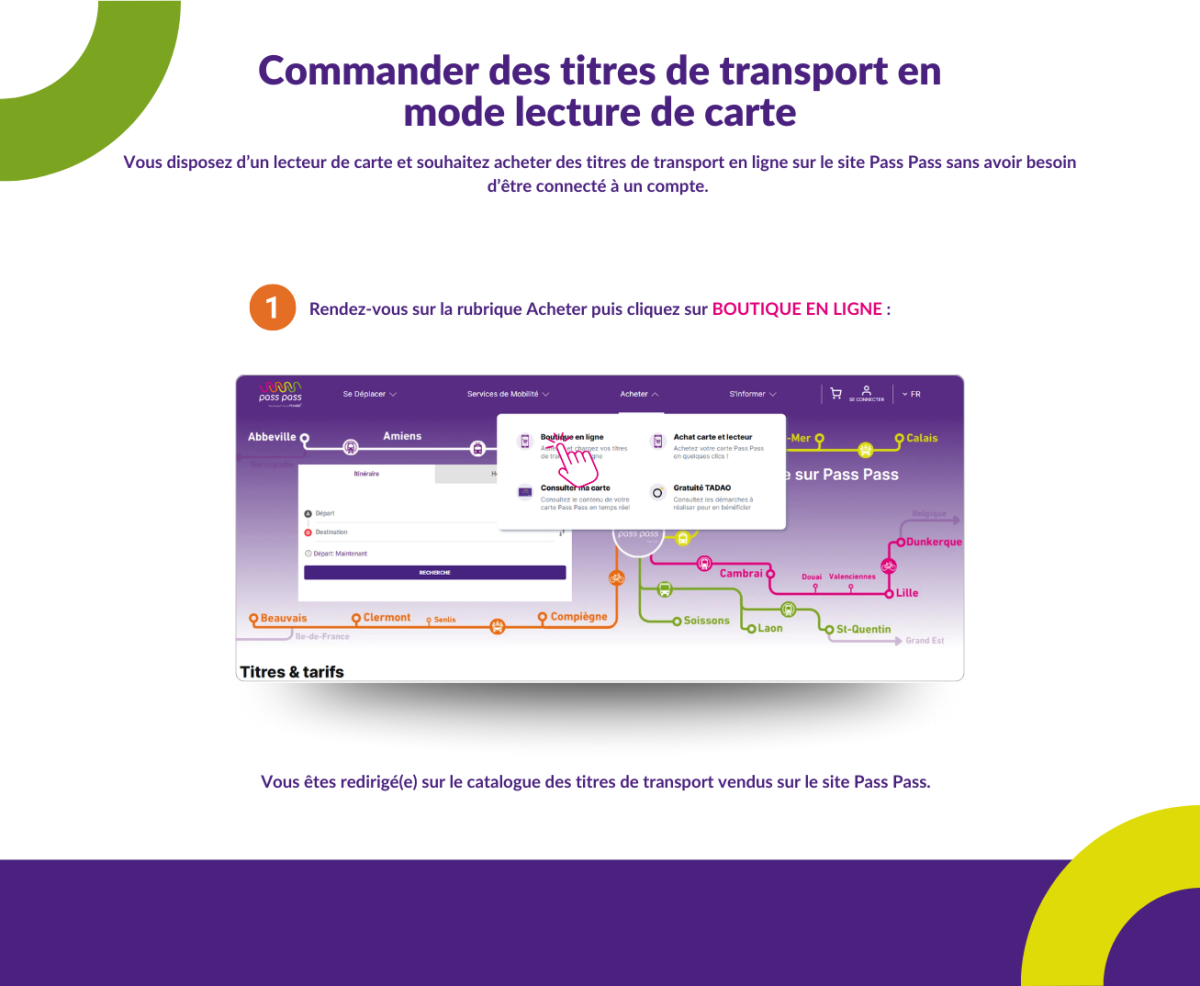 Commander des titres de transport en mode lecture de carte